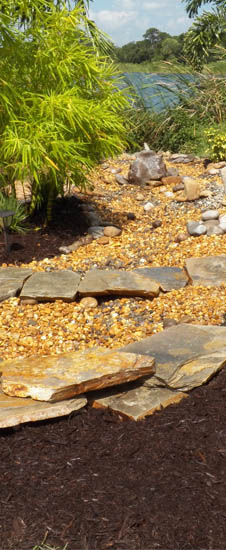 Landscaping mulch and rock project